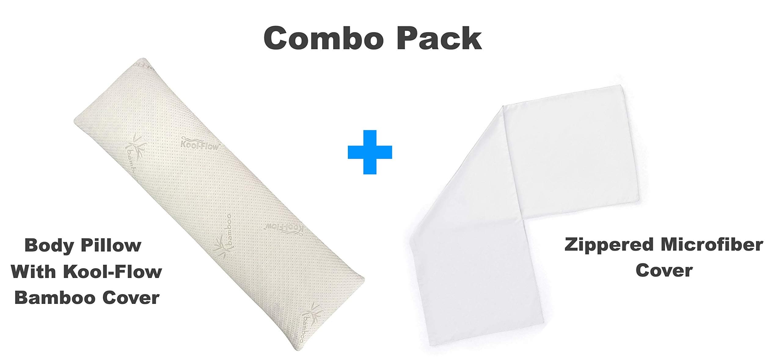 Xtreme Comforts Luxury Bamboo Shredded Memory Foam Full Size Body Pillow with Kool-Flow Breathable Cooling Pillow Outer Fabric - Microfiber 20 x 54 inch Body Pillow Case Included