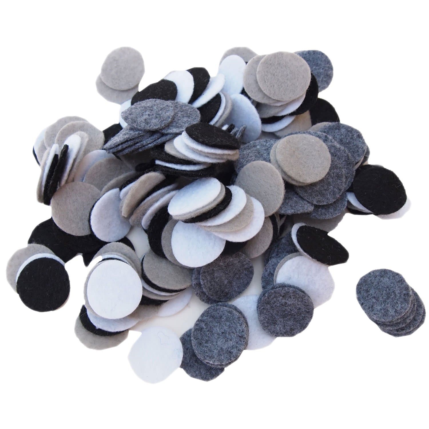 Playfully Ever After Black, Charcoal, Gray & White Craft Felt Circles (1 Inch - 200pc)