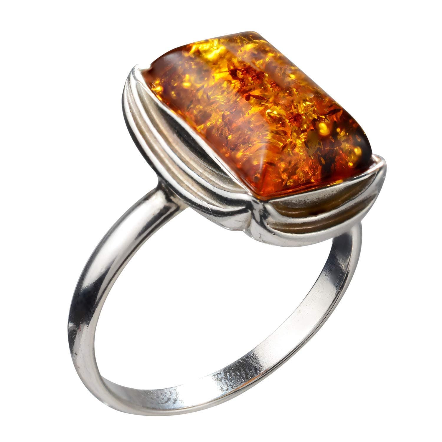 Sterling Silver and Baltic Honey Amber Ring Cora