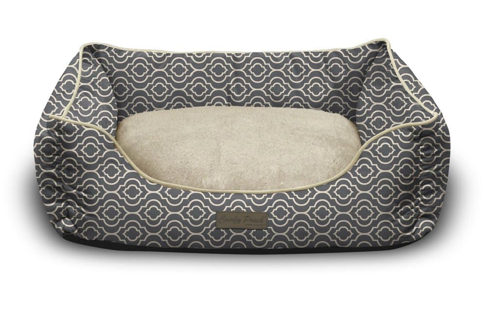 Pet Trendy Modern Chic Trellis Thick Bolstered-Microfiber Machine-Washable Pet Bed for Dog and Cat, 27-Inch x 35-Inch x 9-Inch, Slate Gray