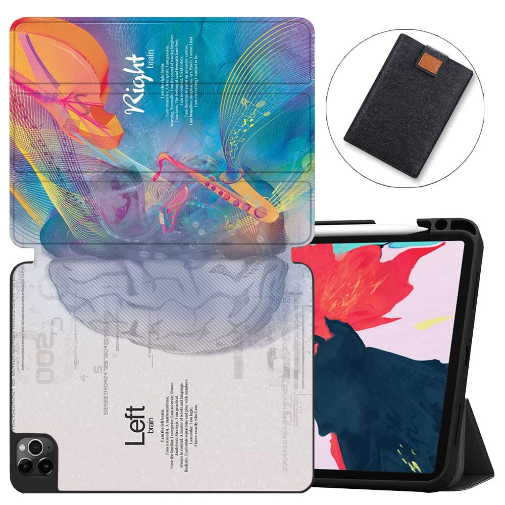 MAITTAO Case For iPad Pro 11 inch 2nd Generation 2020 Release with Apple Pencil Holder, Soft TPU Back Shell Stand Smart Cover For iPad Pro 11 Case Tablet Sleeve 2 in 1 Bundle, Creative Brain 9