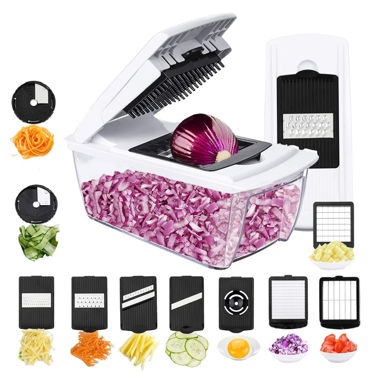 Vegetable Chopper Mandoline Slicer Dicer- 10 in 1 for Spiralizer Vegetable Slicer, Vegetable Dicer Food Chopper Dicer Pro - Food Choppers and Dicers - Spiralizer Vegetable Cutter - Veggie Chopper