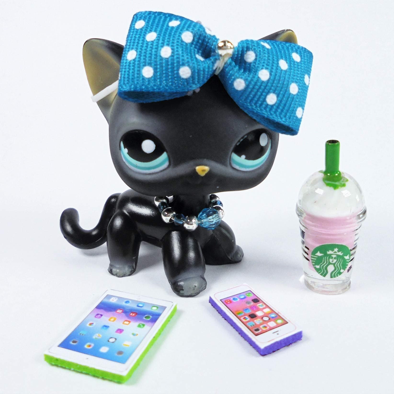 happyblockbuilder Compatible with Littlest Pet Shop Accessories LPS Bow Collar Phone Tablet Drink Craft Sets Random Gift Bag Lots; Pets NOT Included (5 pc.)