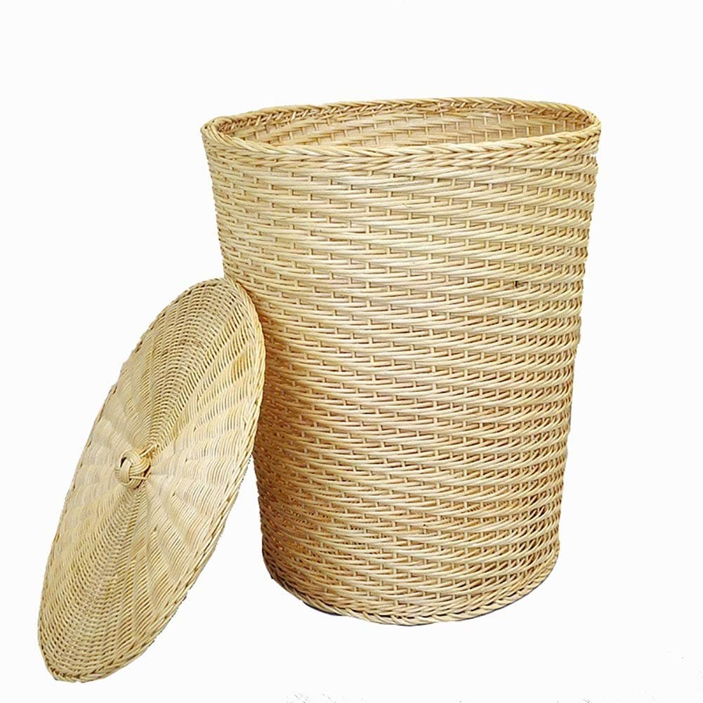 Laundry Baskets Rattan Weave Large with Lid, Round, 38x45cm