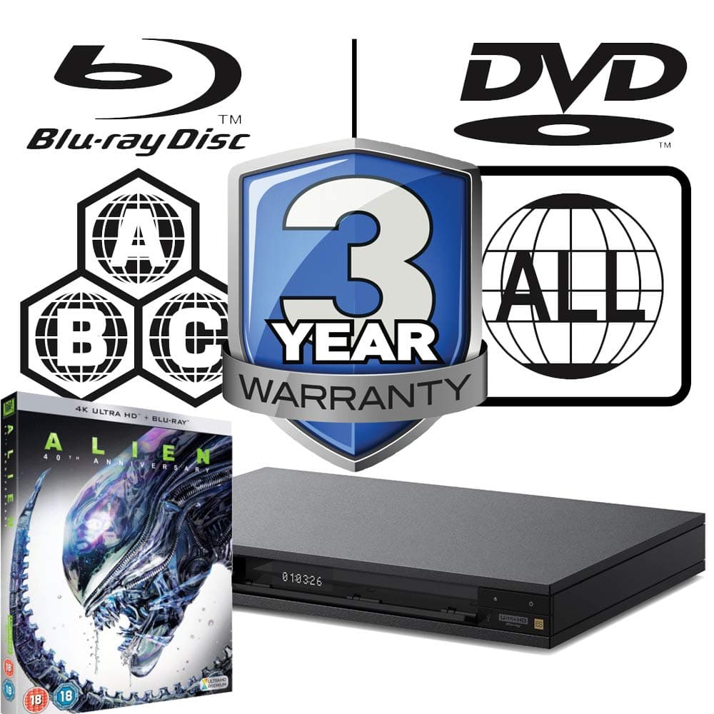 Sony UBP-X1100ES MULTIREGION Blu-ray Player Bundle with Alien Ultra HD 4K Blu-ray Disc
