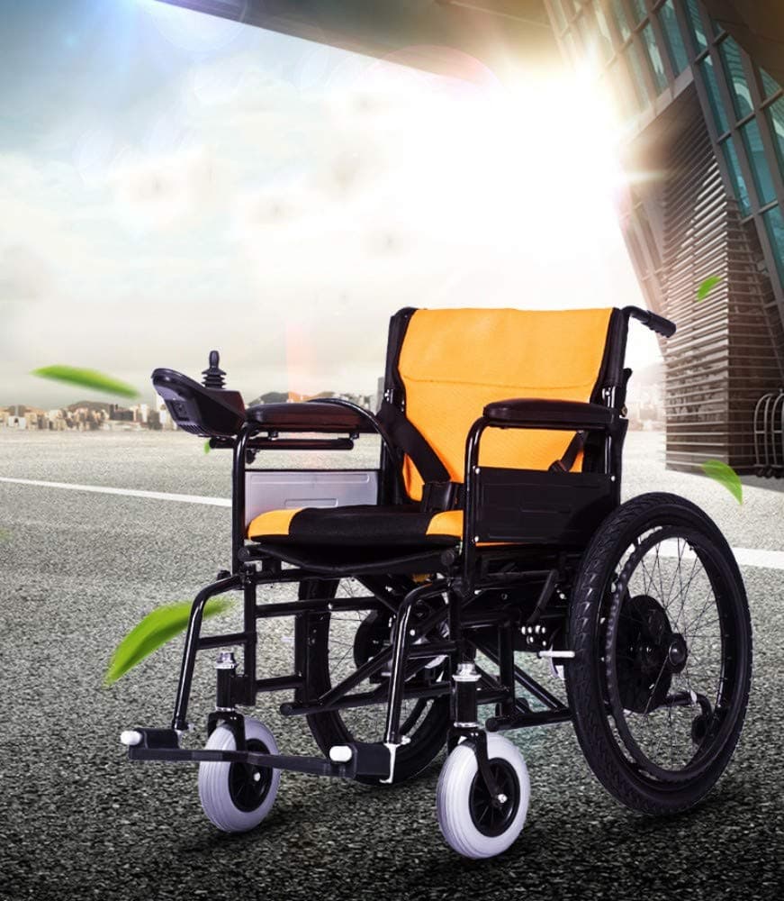 NIGHT WALL Electric Wheelchair Foldable Elderly Disabled Aid Car Elderly Intelligent Compact Automatic Portable Lightweight Scooter,yellow,12A