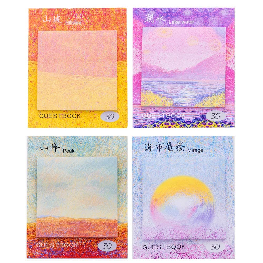 ERCENTURY Creative Sticky Notes in 4 Different Painting Styles (30 Sheets per Style, 120 Sheets in Total)
