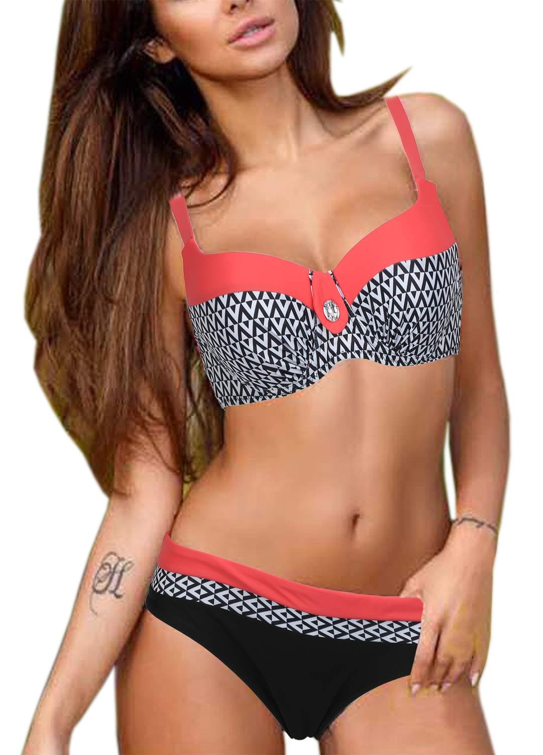 Bequemer Laden Women Bikini Sets Push up Swimsuit Plus Size Swimwear Beachwear Two Pieces Beach Bathing Suits with Adjustable Strap