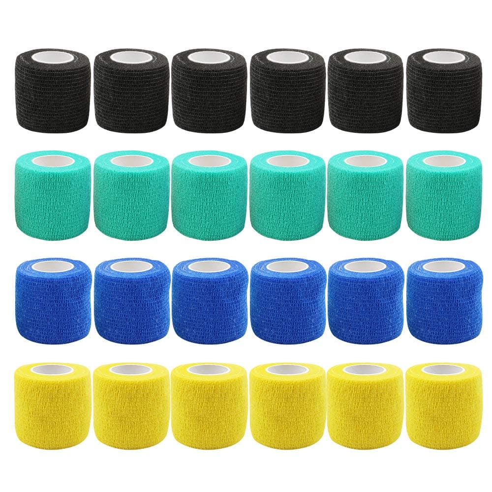 Tattoo Machine Tape Wrap - 24pcs Disposable Cohesive Tattoo Machine Wrap Elastic Handle Tattoo Grip Tape for Tattoo Machine Tattoo Grip Tattoo Supply Sports Tape Mix Color