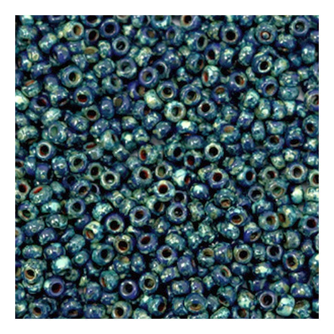 Runemara Design 11-4518 Miyuki Seed Beads 11/0 Opaque Picasso Cobalt Blue 25 g