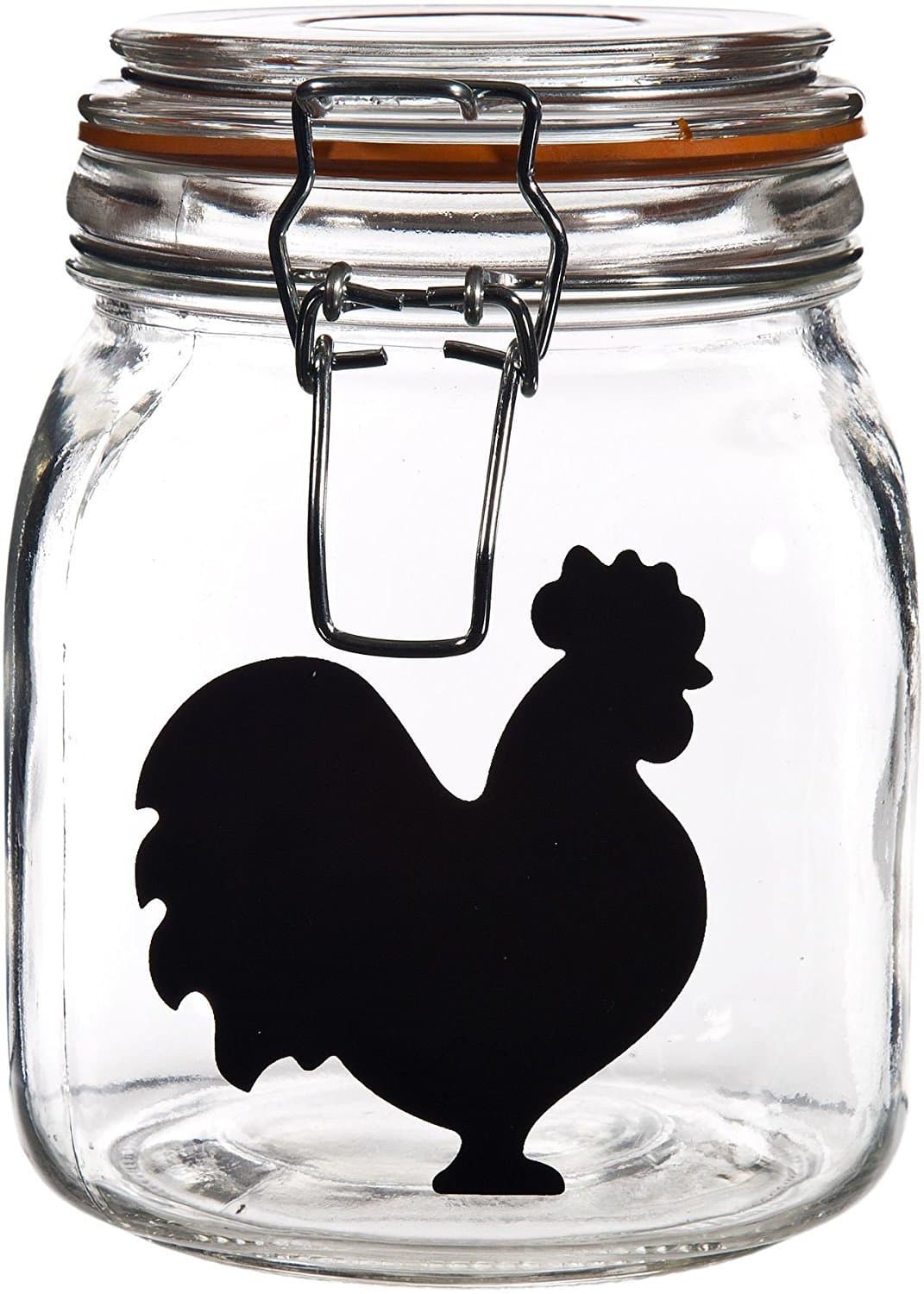 Clear Glass 35-oz Chalkboard Canister Jar with with Locking Clamp Lid 6-inch High
