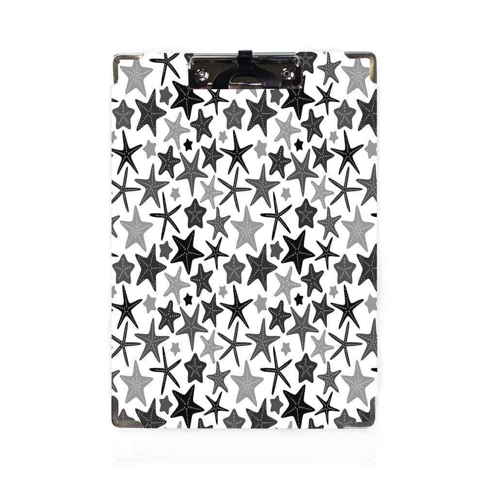 Dark Grey Personalized Clipboard,Monochromatic Starfish Pattern Exotic Aquarium Fauna Underwater Wildlife Decorative Paper Holder,Personalized Office Gift for Coaches,Teachers,Medical,Student,Doctors,