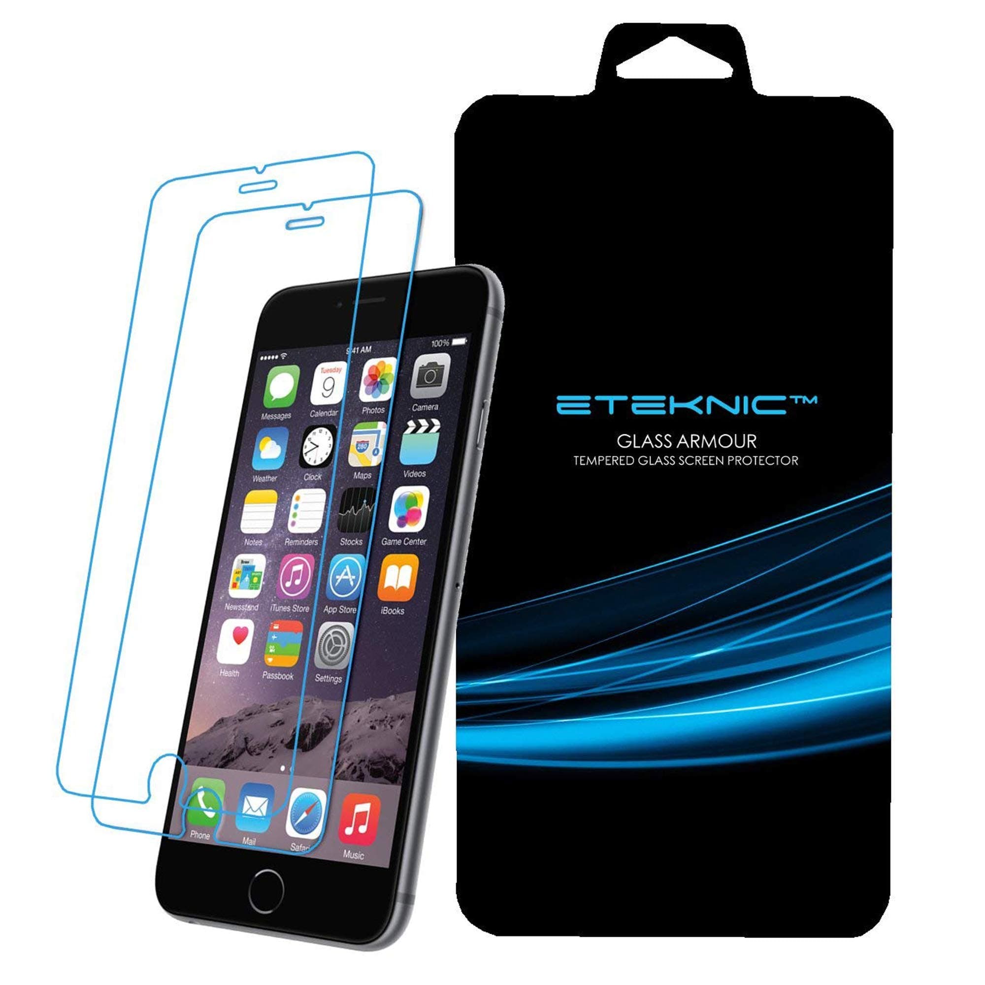 eTEKNIC Screen Protector for iPhone 6s and iPhone 6 Tempered Glass, Glass Armour Series, 2 Pack