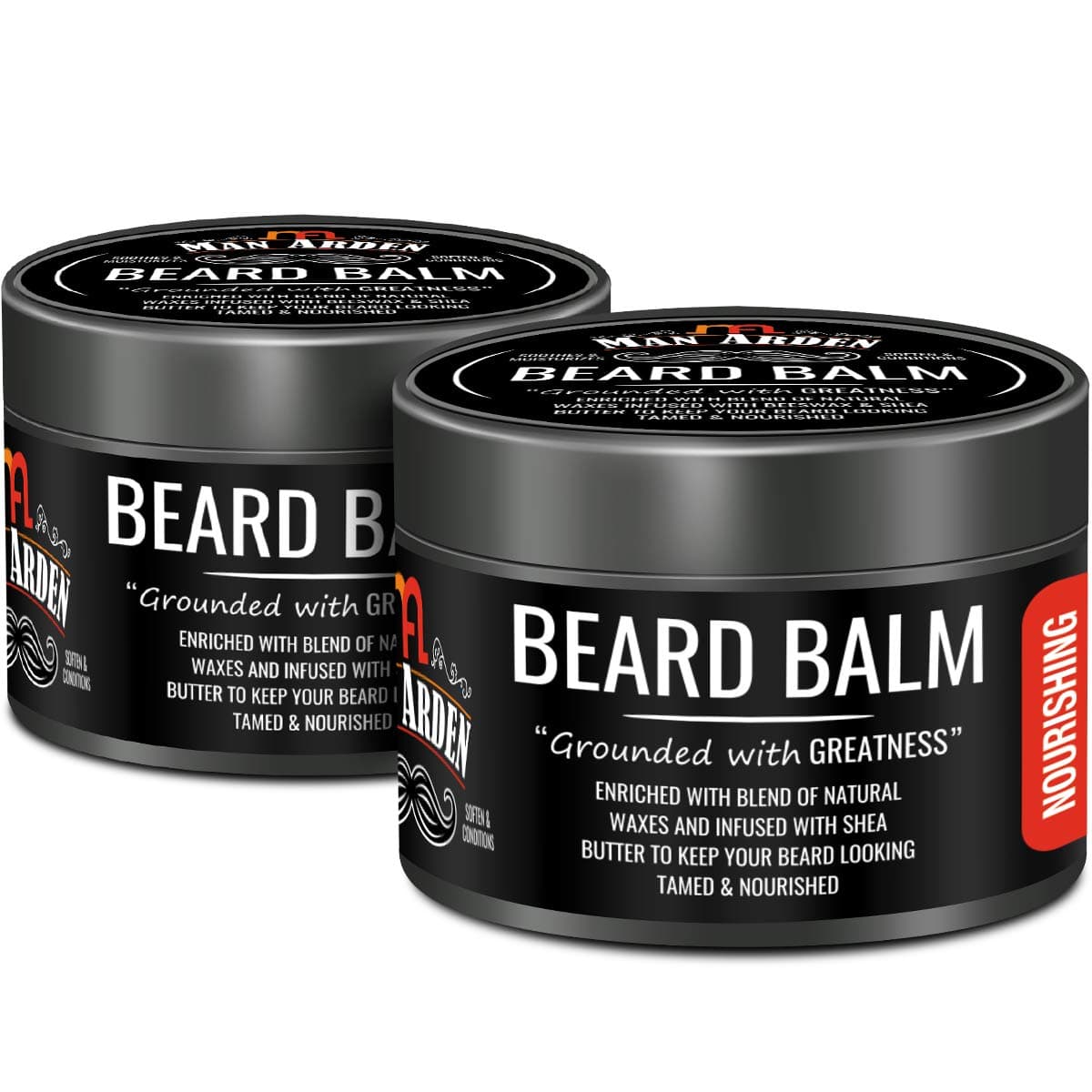 Man Arden Beard Balm - Soften & Moisturizes Beard with Beeswax & Shea Butter, 50gm - Pack Of 2