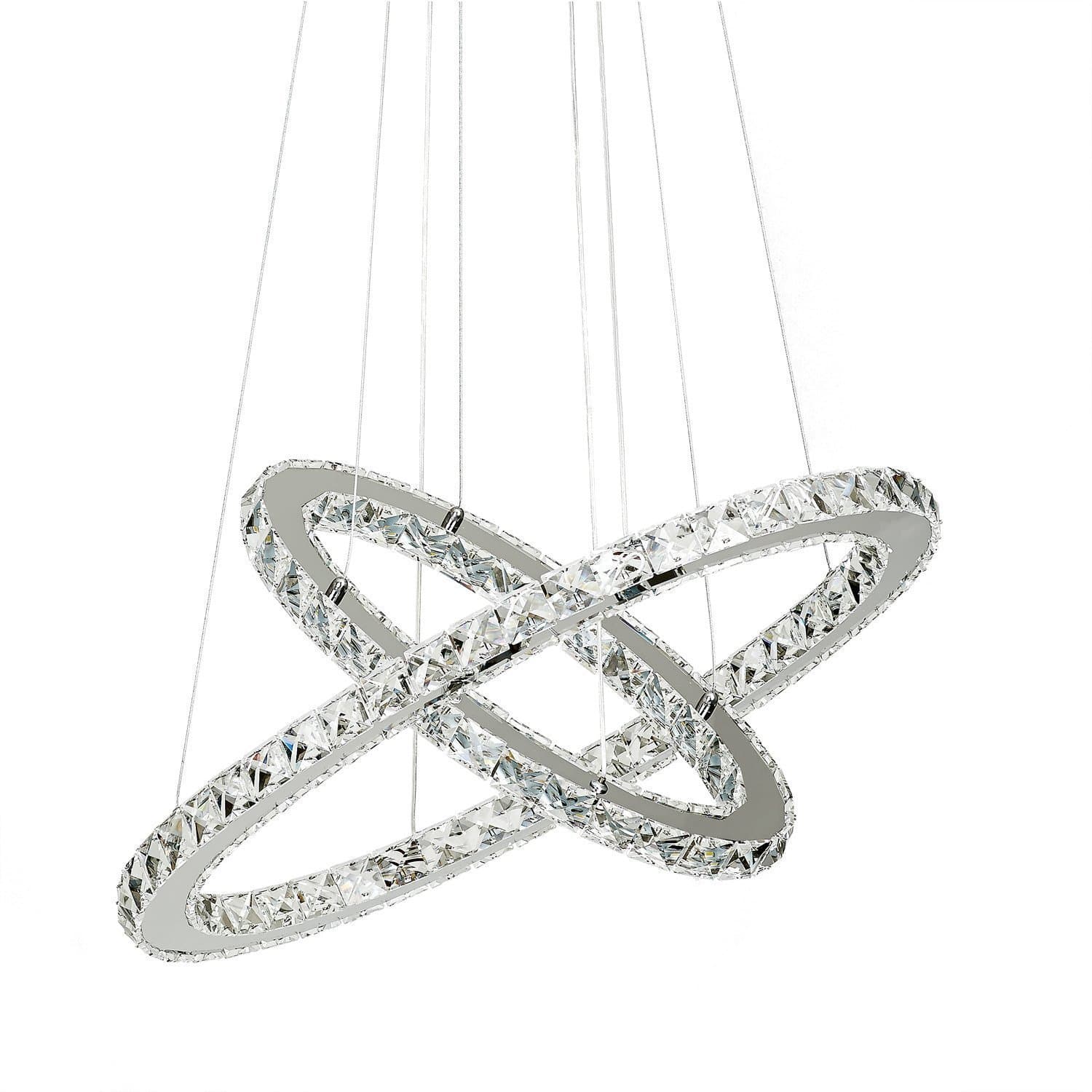 TopMax 2 Oval Crystal Ring Chandeliers 30 x 50 cm LED (S50) Suspension Light Ceiling Lamp