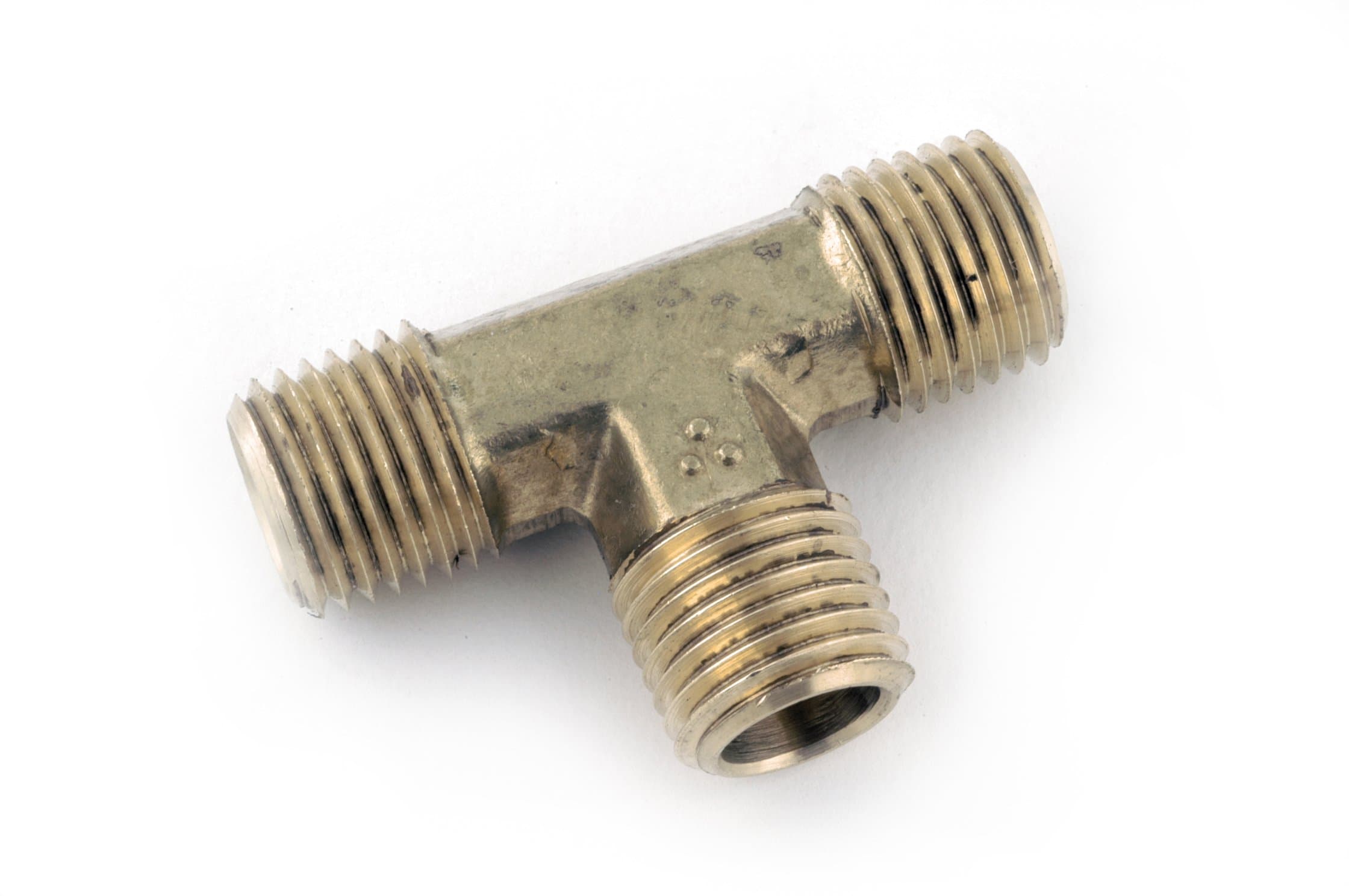 Anderson Metals 06232 Brass Pipe Fitting, Forged Tee, 3/8" NPT Male x 3/8" NPT Male x 3/8" NPT Male Pipe