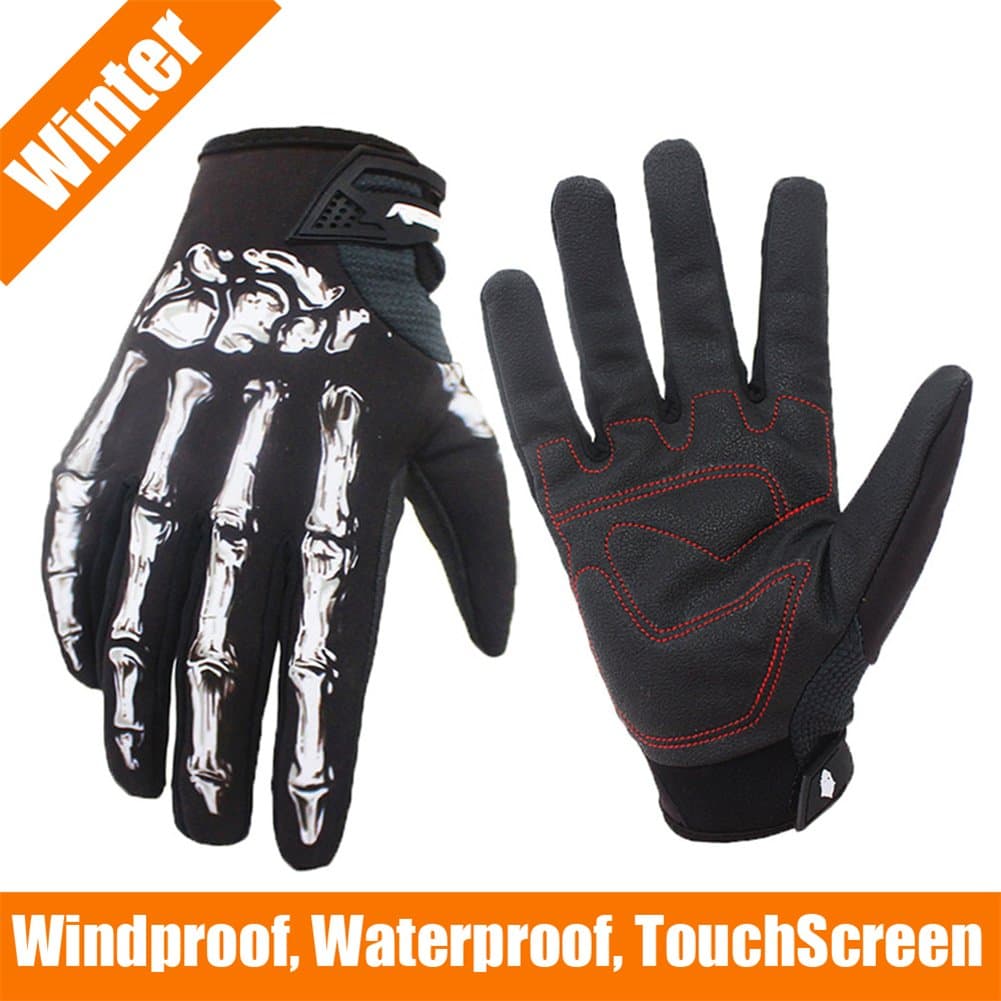 RIGWARL Winter Gloves Skeleton Zombie Bones Design Windproof Waterproof Riding Biking Climbing Motorcycling Cycling Working Gardening