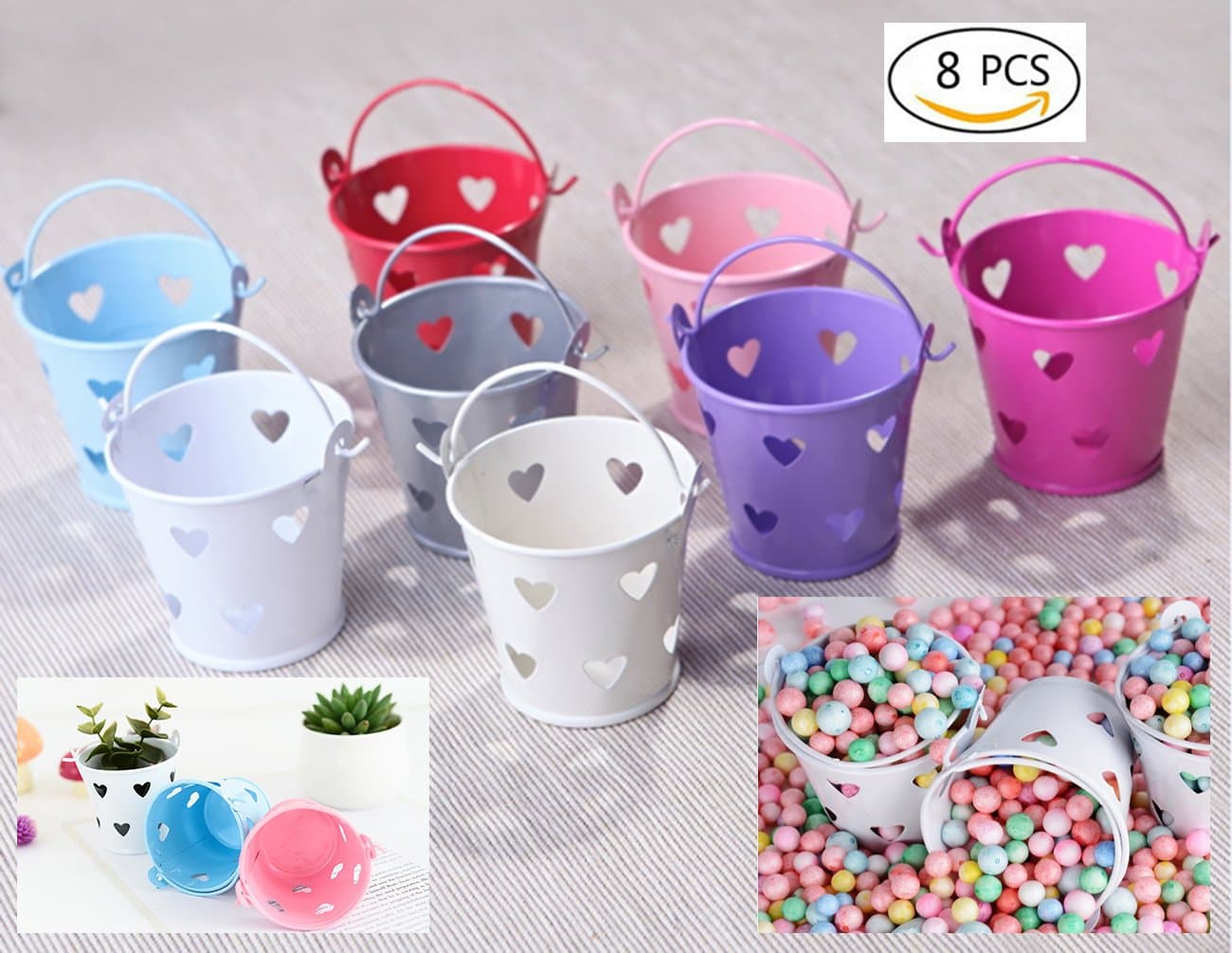 Dproptel Mulit-Functional Mini Metal Buckets - Candy Box, Candle Holders, Wedding Party Favour Gift / Serving Bucket, Chip Bucket, Wedding Christmas Decoration (Multicolor)