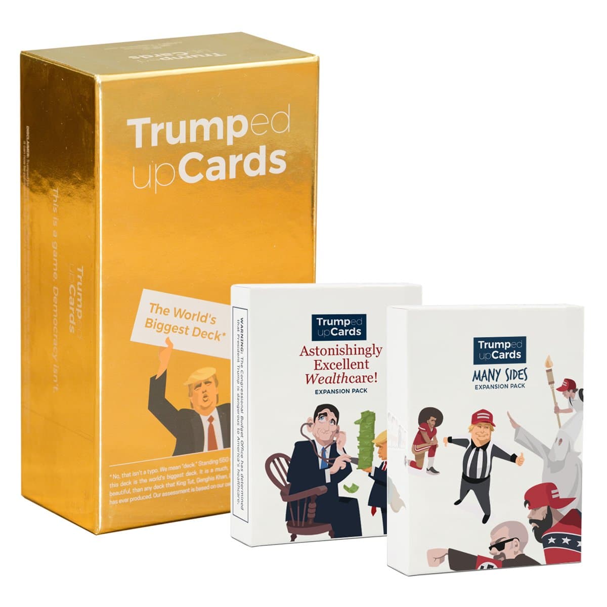 Trumped Up Cards: The Nepotism Bundle — Includes 550-card Original Base Deck, and Astonishingly Excellent Wealthcare! and Many Sides Expansion Packs