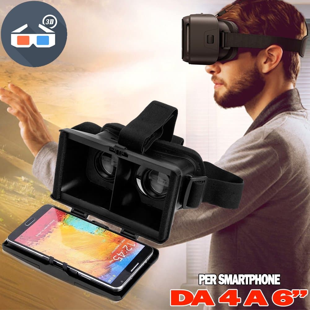 bakaji Glasses Visor Helmet 3d virtual reality for Apple Display 4 to 6 "ANDROID SMARTPHONE – BLACK
