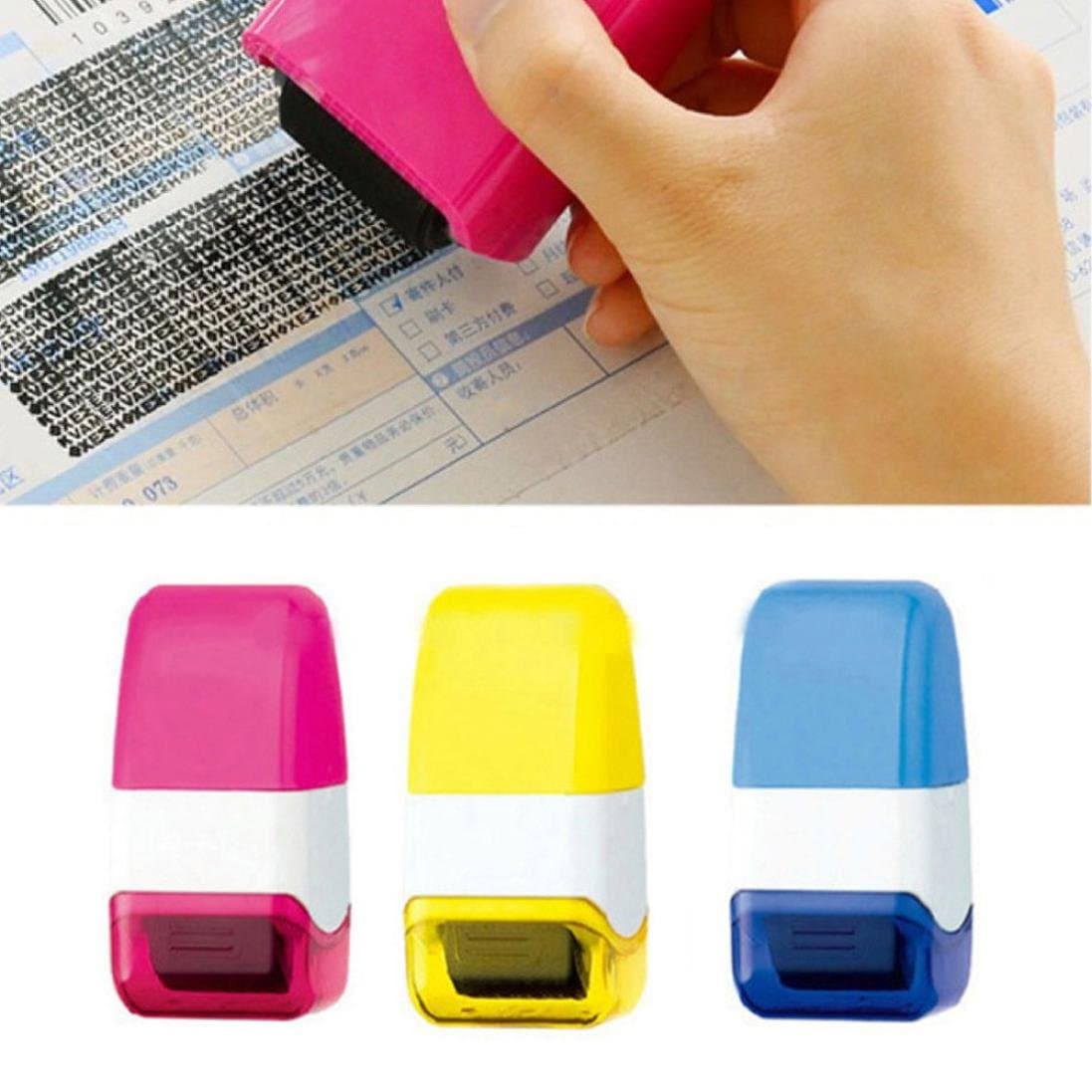 JIANGfu Portable Useful Roller Type Secrecy Seal Stamp Guard Privacy Protect File Privacy Decoration Roller Stamp (Random, A)