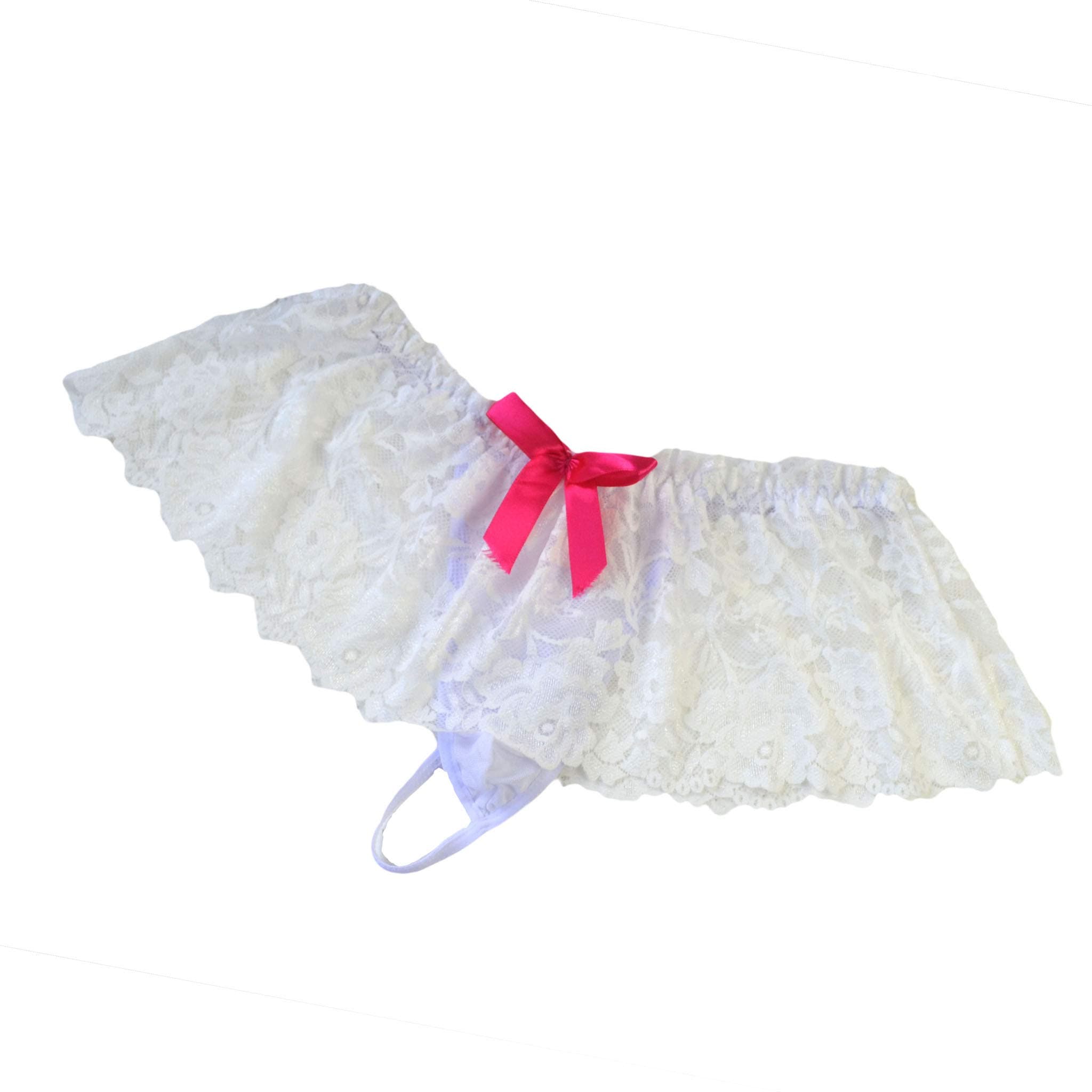 Extlps Transparent Lace Thong G-String Underwear with Skirted Pouch Panties for Sissy Mens