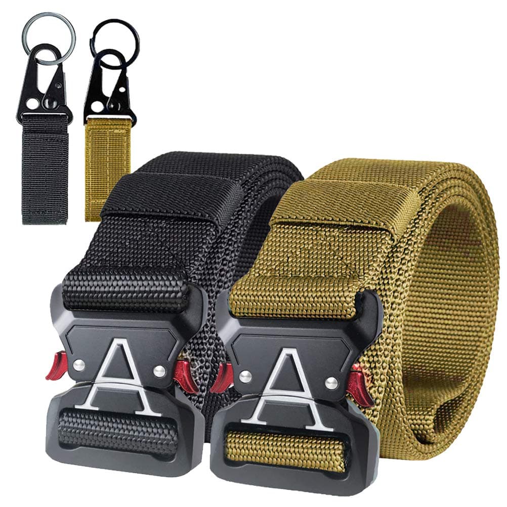 AIZESI Quick Release Buckle Heavy Duty Belt Running Belt Men Belts for jeans, Quick Release Buckle Webbing Riggers Nylon Belt, Fit for 30-46"