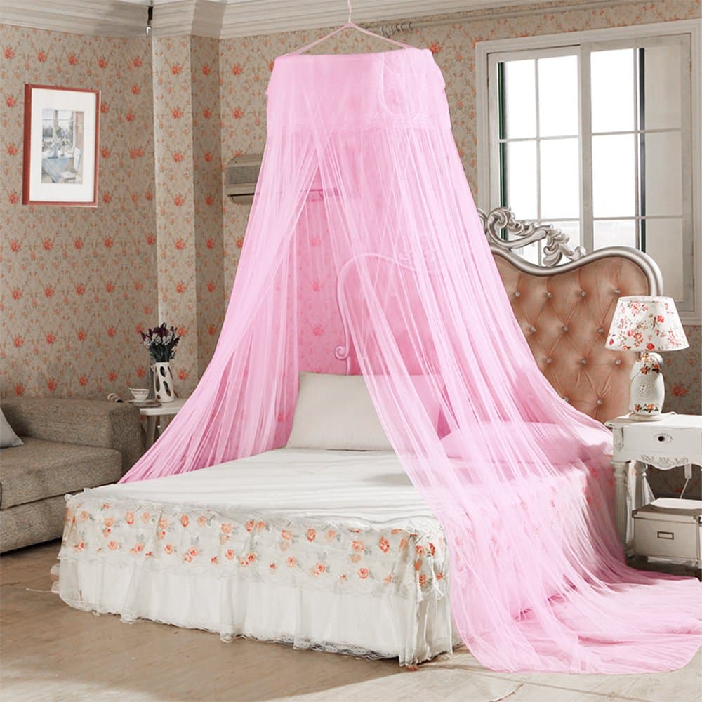 Bed Net, Vitutech Bed Mosquito Net Canopy Mosquito White Bed 2 Meter Continuous Coverage for Home Travel and Garden- Pink