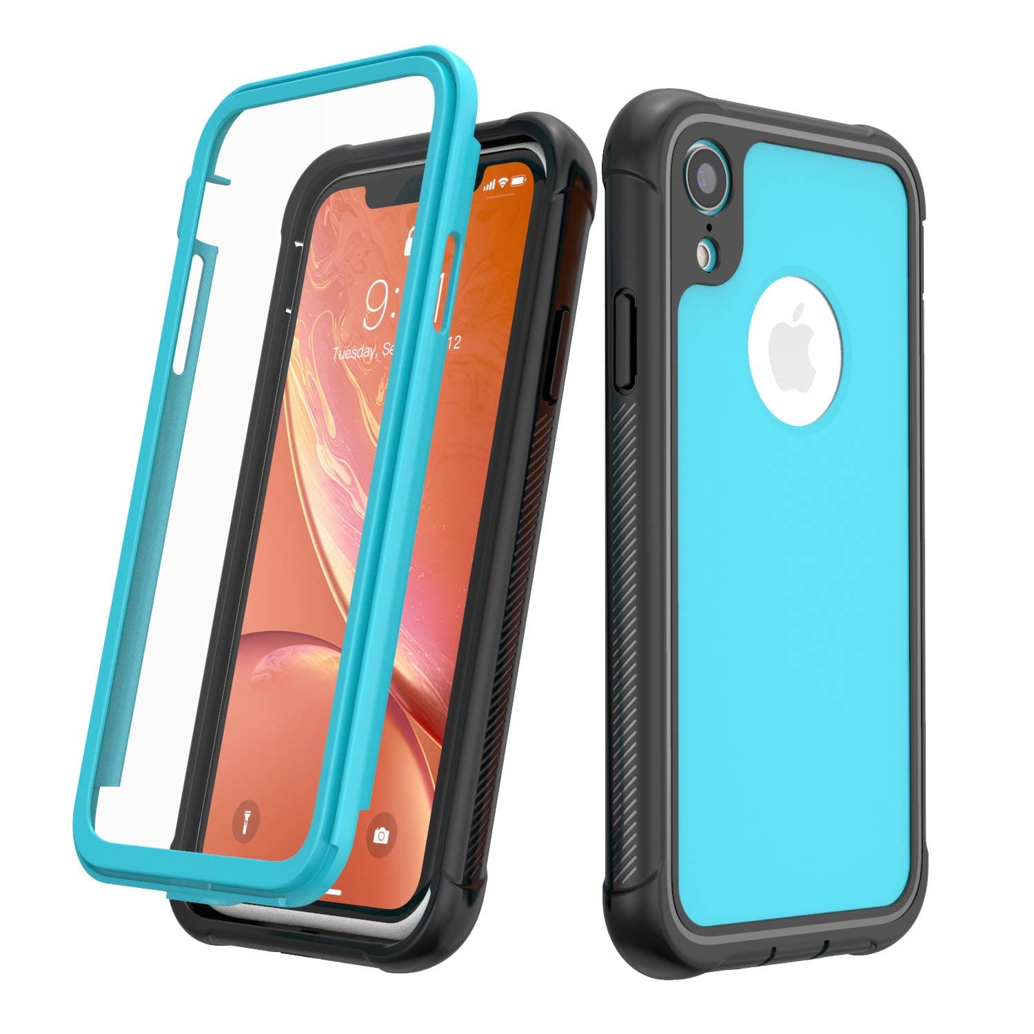 Justcool Designed for iPhone XR Case, Full Body Heavy Duty Protection with Built-in Screen Protector Shockproof Rugged Cover Designed for iPhone XR Cases (2018) 6.1 Inch (Black+Blue)