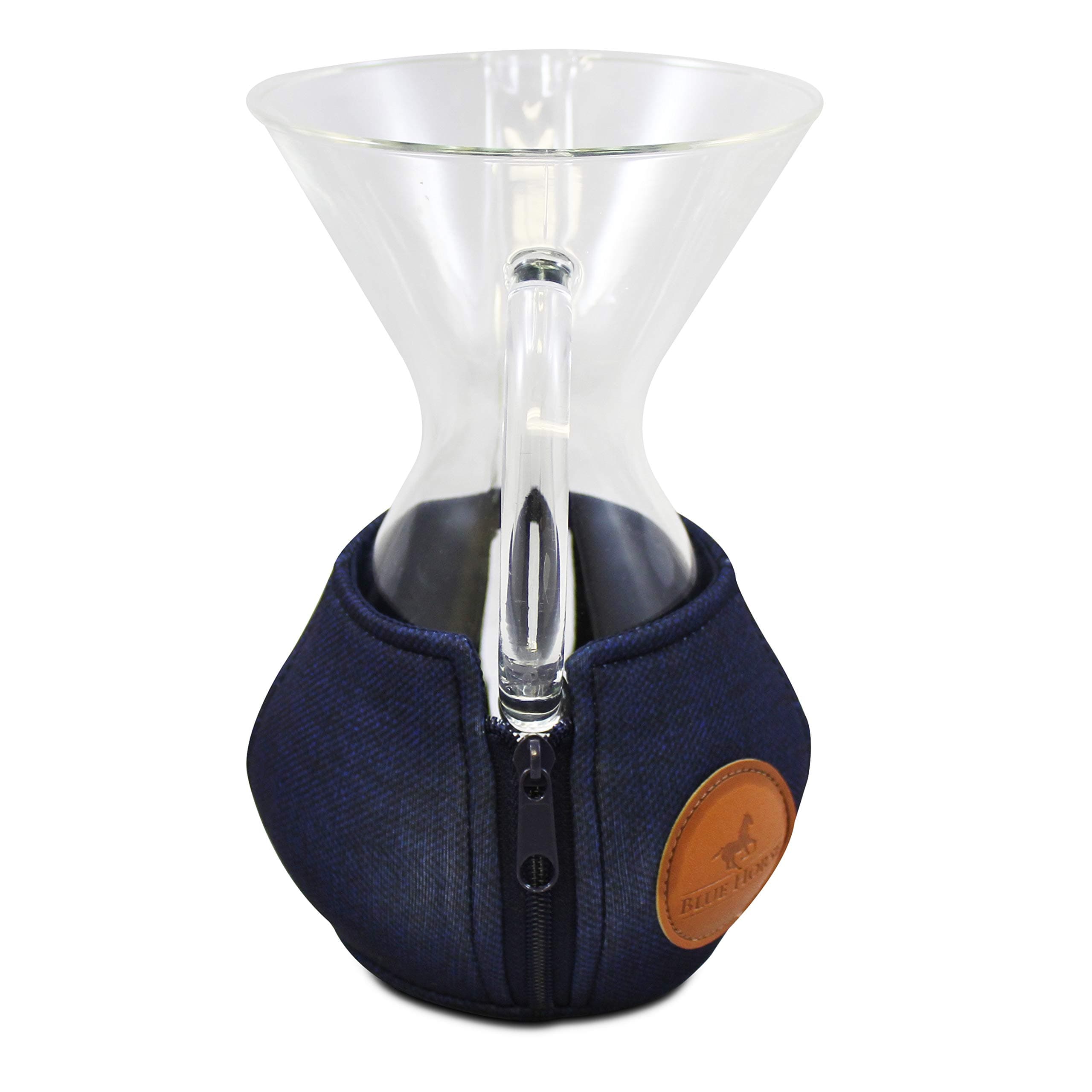 Blue Horse Cozy compatible with Chemex Coffee Maker (Medium Glass Handle) USE SIZING INSTRUCTIONS BELOW