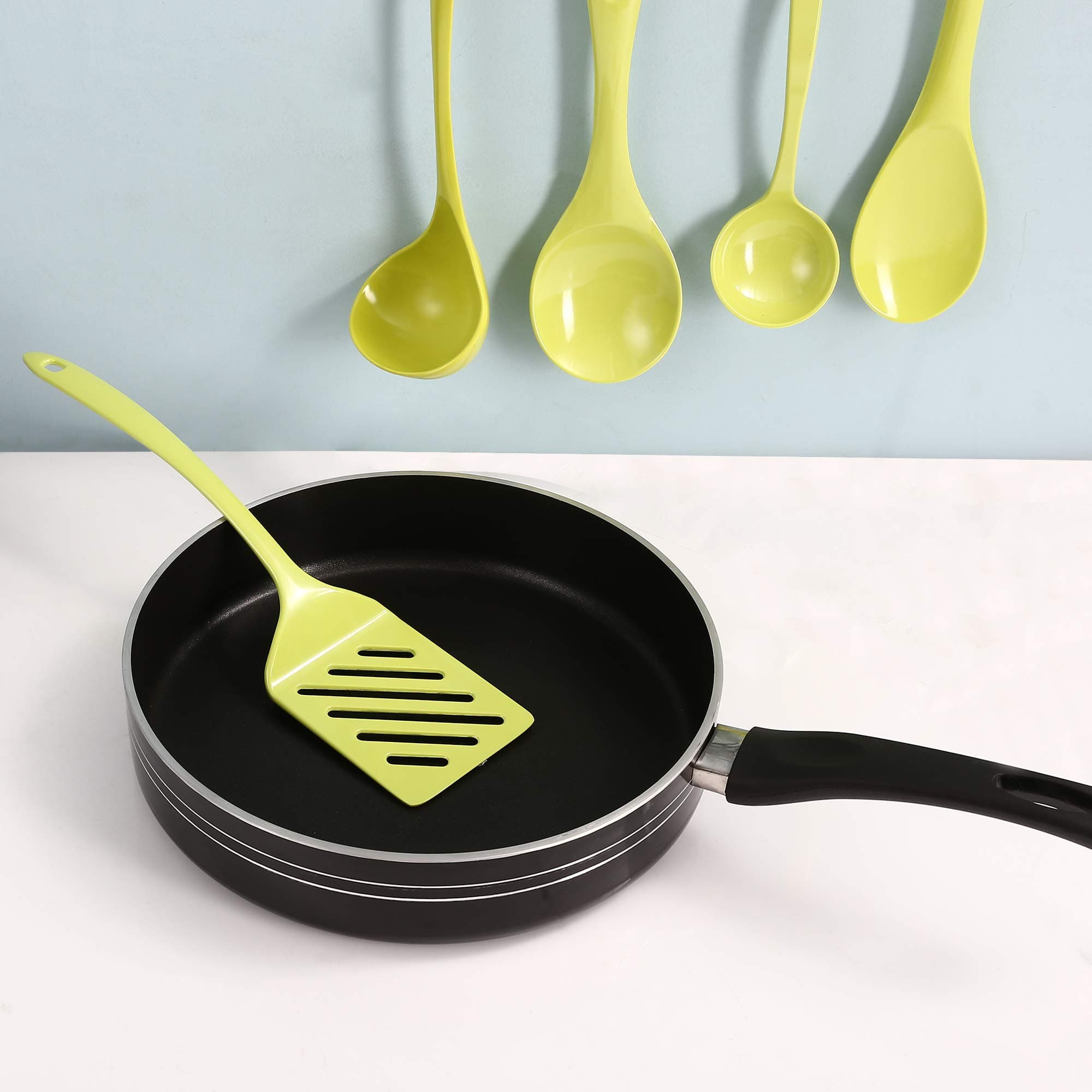 Iveo Melamine Cooking Spoon Set, 5-Pieces, Green