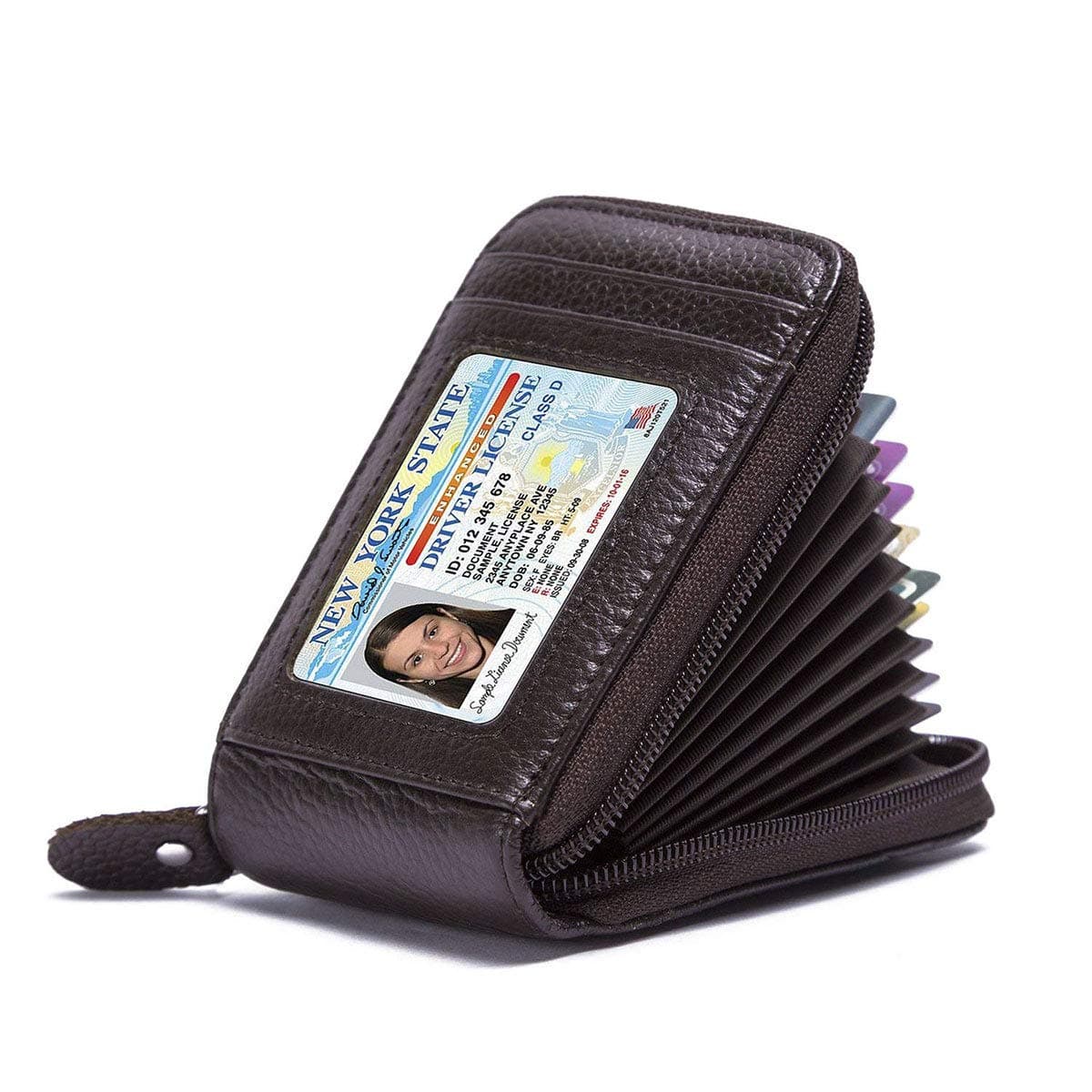 RFID Credit Card Holder - Leather Wallet Women Men RFID Blocking Card Holder Multifunctional Purse (Black1)