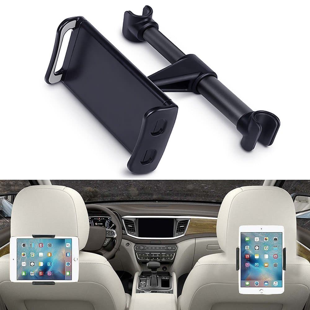 Eschone 360 Degree Rotatable Adjustable Car Seat Cradle Holder for iPad Pro 10.5/9.7/Air/Mini, iPhone X/8/7 Plus/6s, Galaxy Note 8/S8+/S8 (Fit 4-11" Devices) - Black