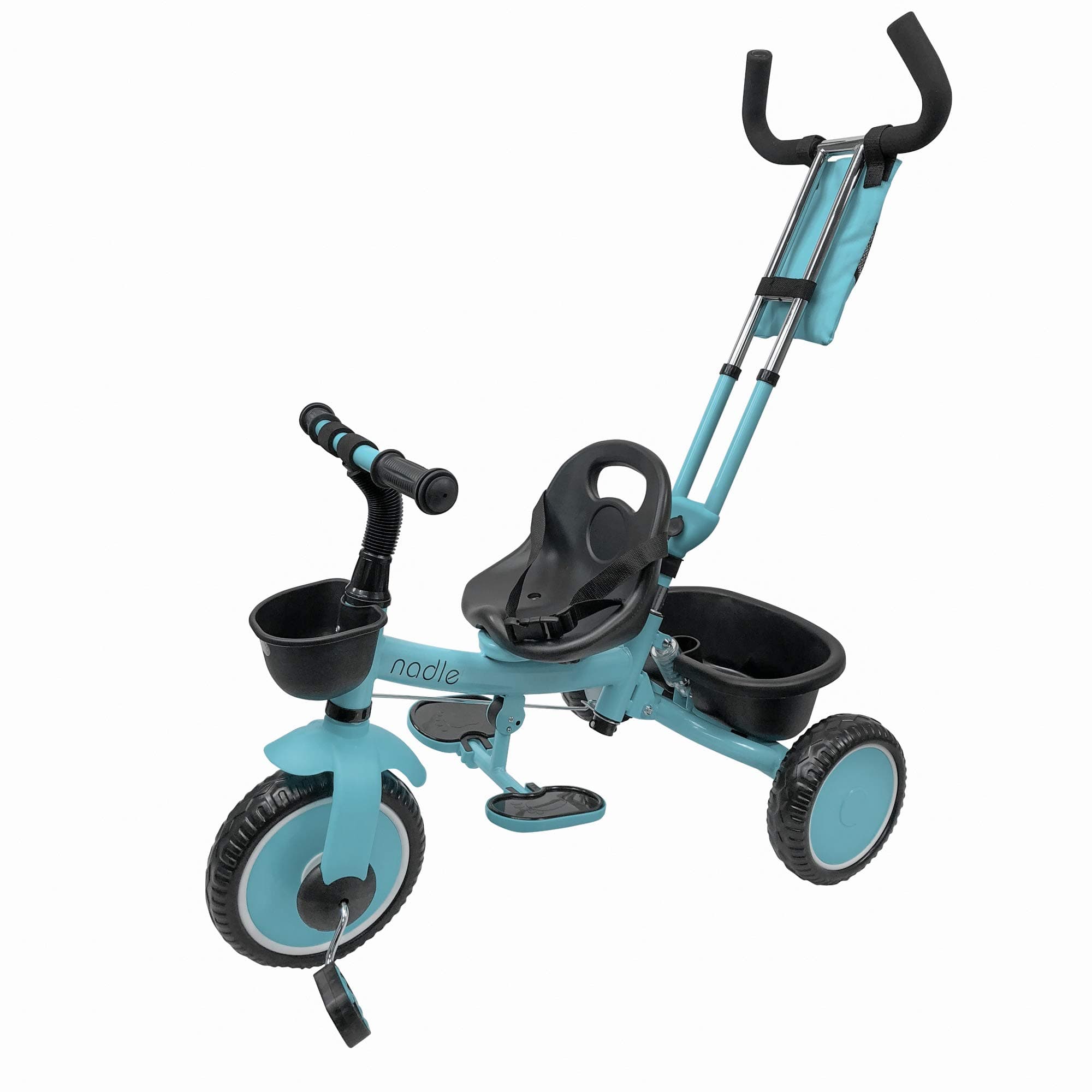 Nadle Blue Steer and Stroll Kids Trike for 2 Years Old 3 in 1 Up to 55Lb, 10-inch Wheels