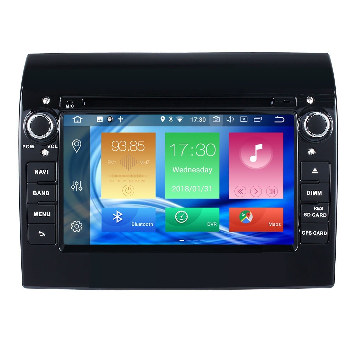 Harfey H32586G Single Din Car Stereo 7" Android 8.0 GPS Navigation for 2007-2016 Fiat Ducato Touchscreen Bluetooth Car Radio with DVD Player WiFi/AM/FM/AUX/USB Receiver Audio System