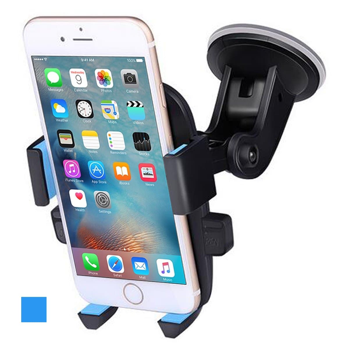 ANCOOLE Car Mount Holder Cradle on Windshield 360 Degrees Rotation Freely Adjustable for Universal Phone (Blue)