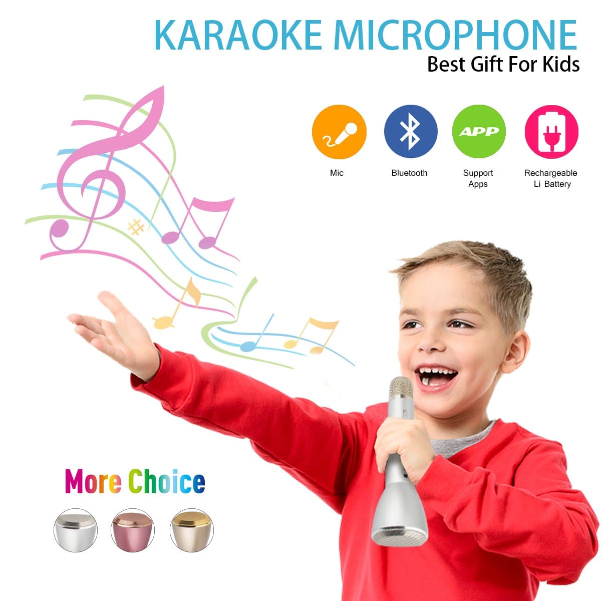 Wireless Karaoke Microphone for Kids, Portable Karaoke Player Machine with Speaker for Home Party KTV Music Singing Playing, Support Phone Android IOS Smartphone PC iPad