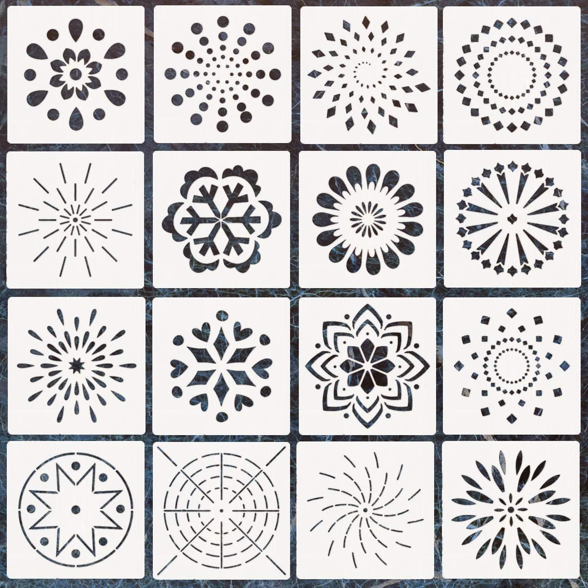 16 Pack Mandala Dotting Stencils Template,Mandala Dotting Stencils Mandala Dot Painting Stencils Painting Stencils for Painting on Wood,Airbrush and Walls Art