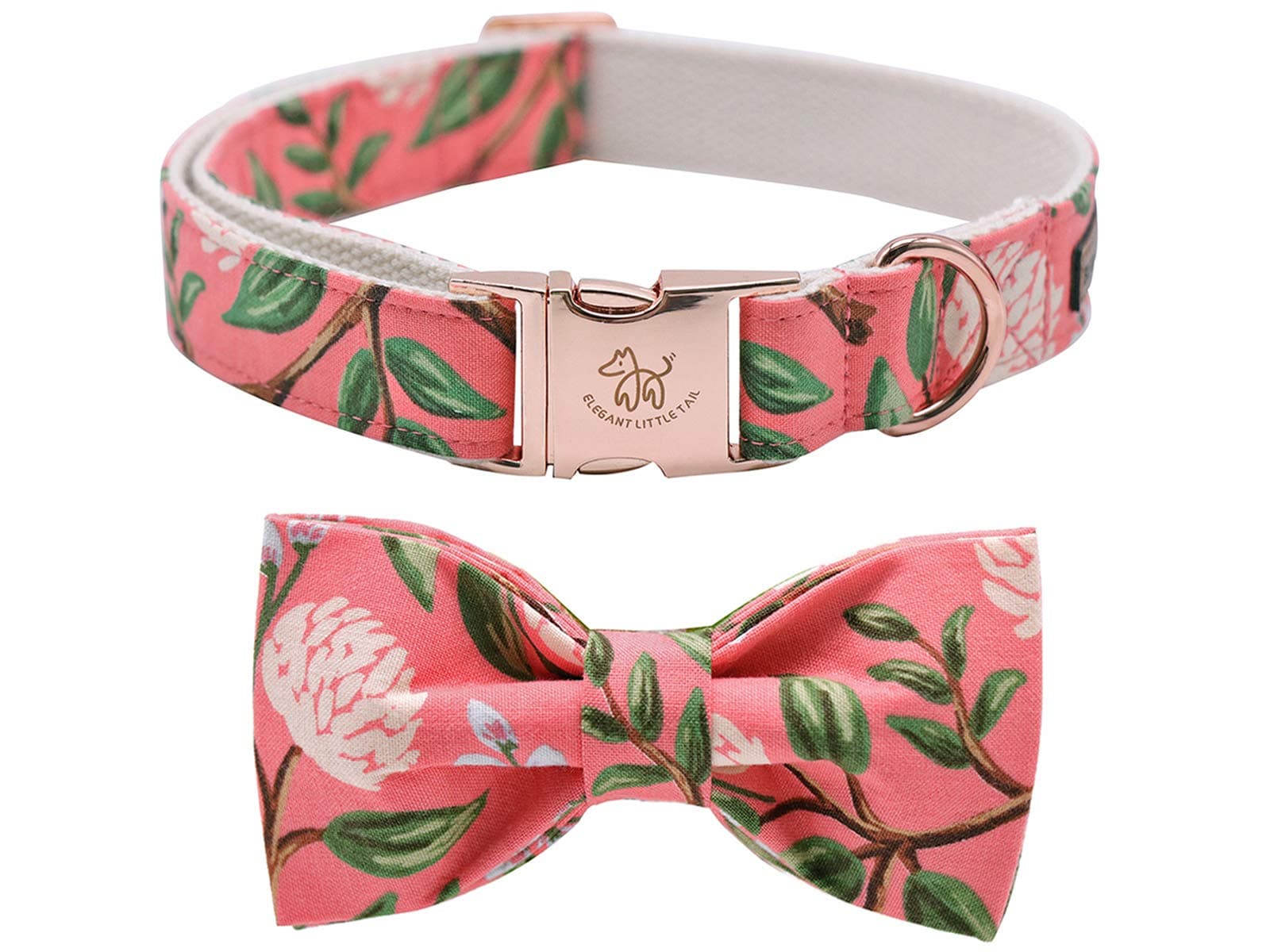 Elegant little tail Dog Collar with Bow, Cotton & Webbing, Bowtie Dog Collar, Adjustable Dog Collars for Small Medium Large Dogs and Cats