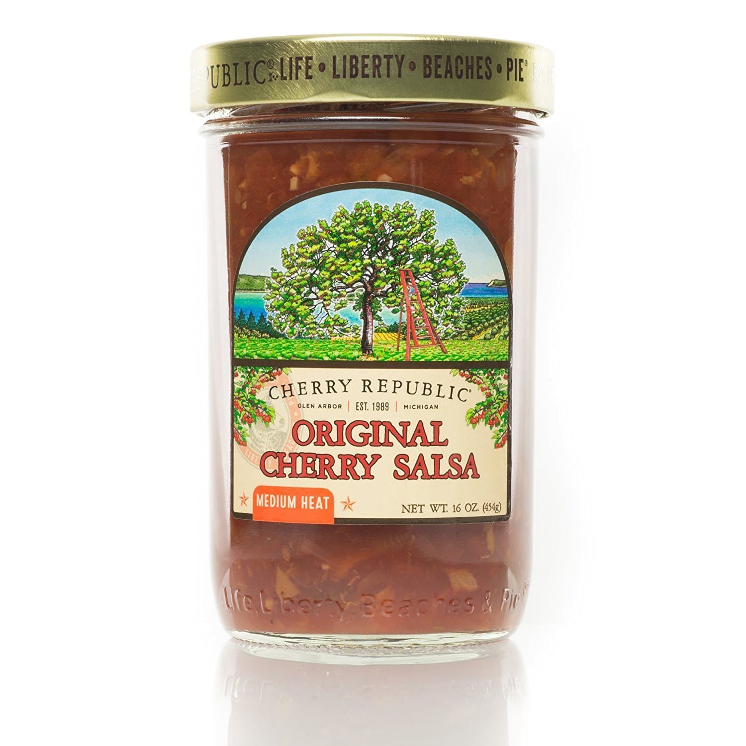 Cherry RepublicOriginal Cherry Salsa - Medium Heat Salsa Mix with Authentic Michigan Cherries - Sweet & Spicy Fruit Salsa - Works Great as a Recipe Ingredient & Dip - 16 Ounces