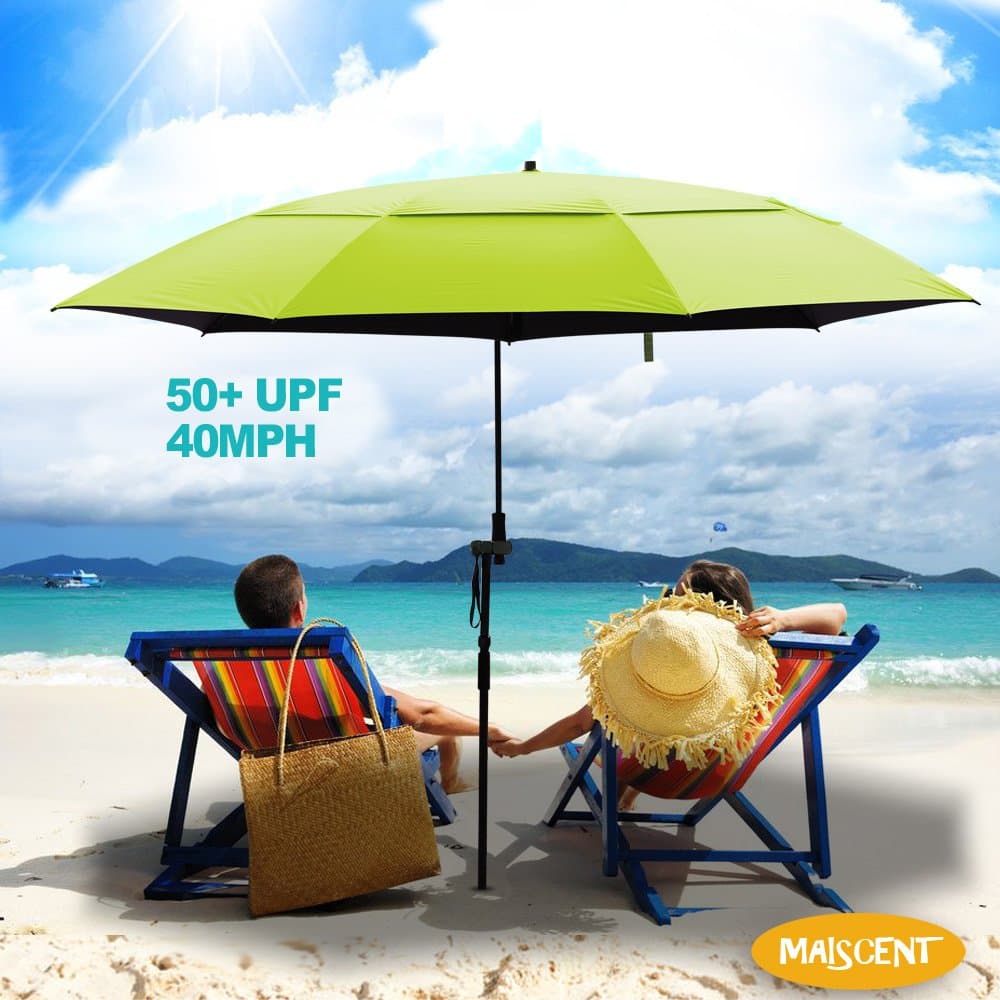 MAISCENT Beach Umbrella, 5FT UV Protection Windproof, 360°Rotating, Portable Travel Outdoor Umbrellas