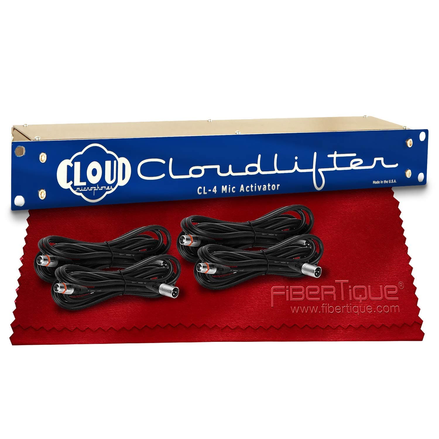 Cloud Microphones Cloudlifter CL-4 4-Channel Rackmount Mic Activator with Xpix Cables Accessory Bundle