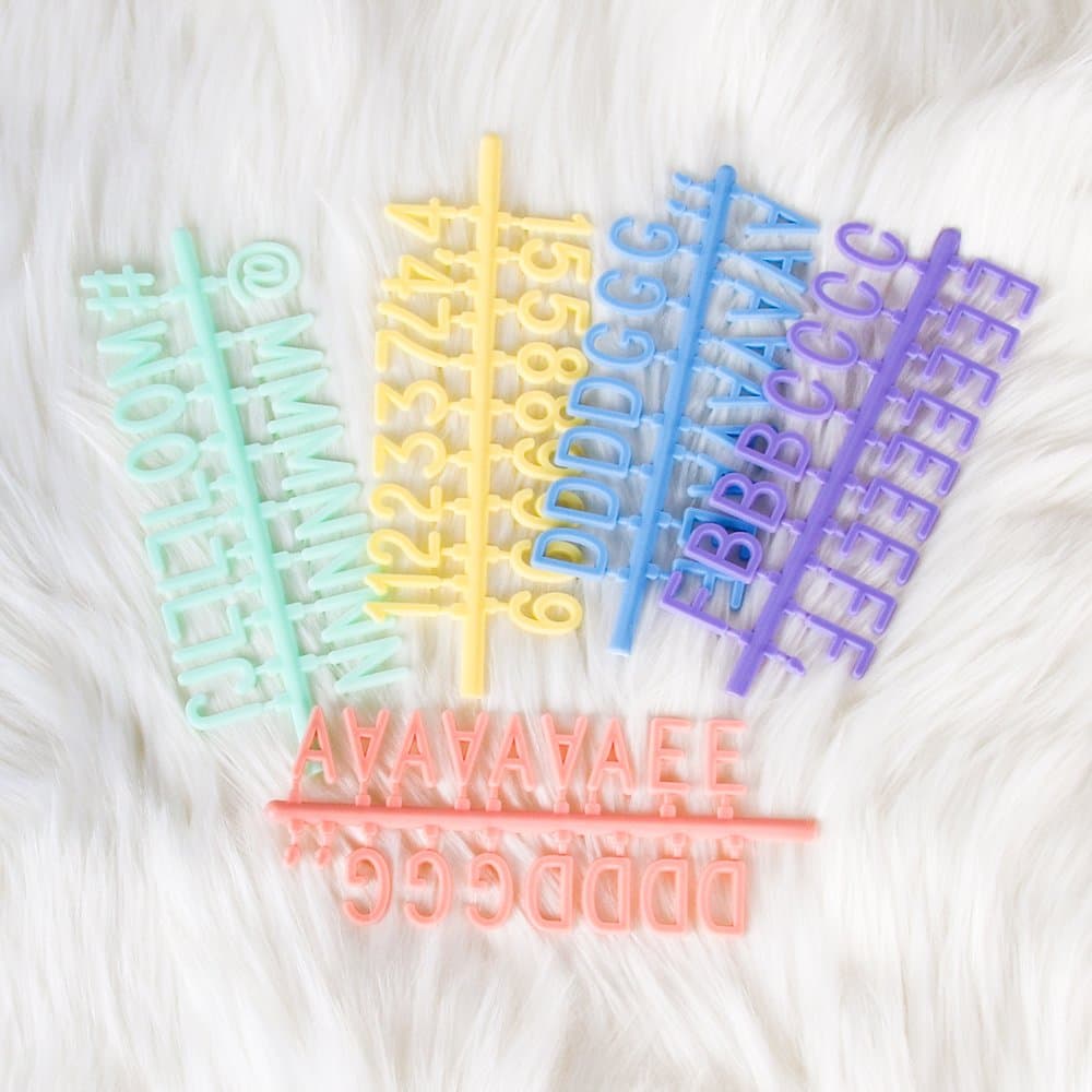 Pastel Plastic Letter Sets for Felt Letter Boards, 3/4''Letters, 150 of Each Sheet: Pink, Yellow, Blue, Green, Lavender, Complete Set of 750