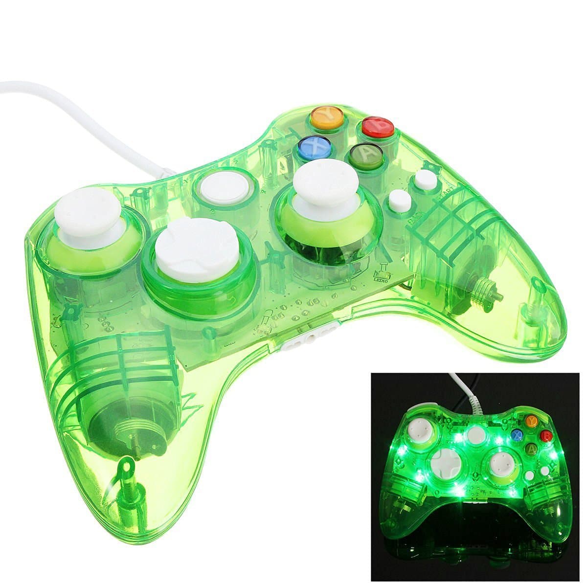 Althemax Wired Game joysticks Remote Controller for Microsoft Xbox 360 Console Windows 10 - Green / Blue / Red