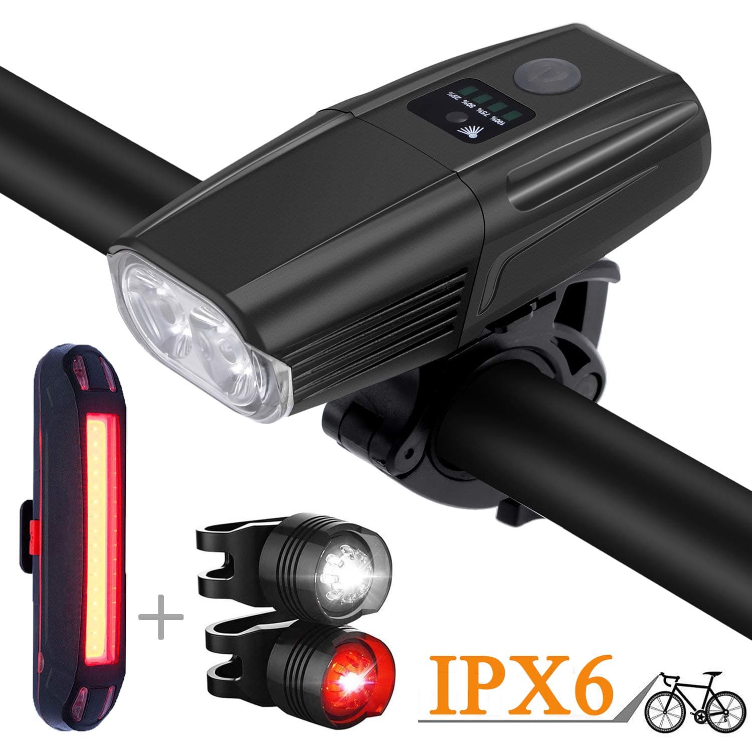 LED Bike Lights Set with Rechargeable USB Waterproof Front and Back Bicycle Lights - Super Bright 1000 Lumens Bike Headlight 5200mah and Bike Taillight 500mah for Kids Bicycles City Off-road Cycling