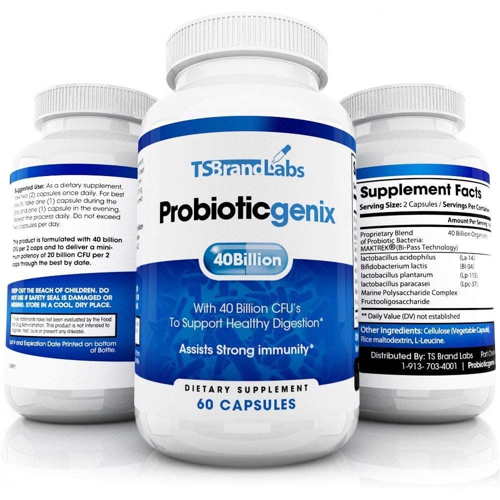 Probioticgenix 40 Billion CFUs Probiotics - Digestive Aids with Multiple Strains of Probiotics, Digestive Health Support, Immune System Booster (60 Capsules)
