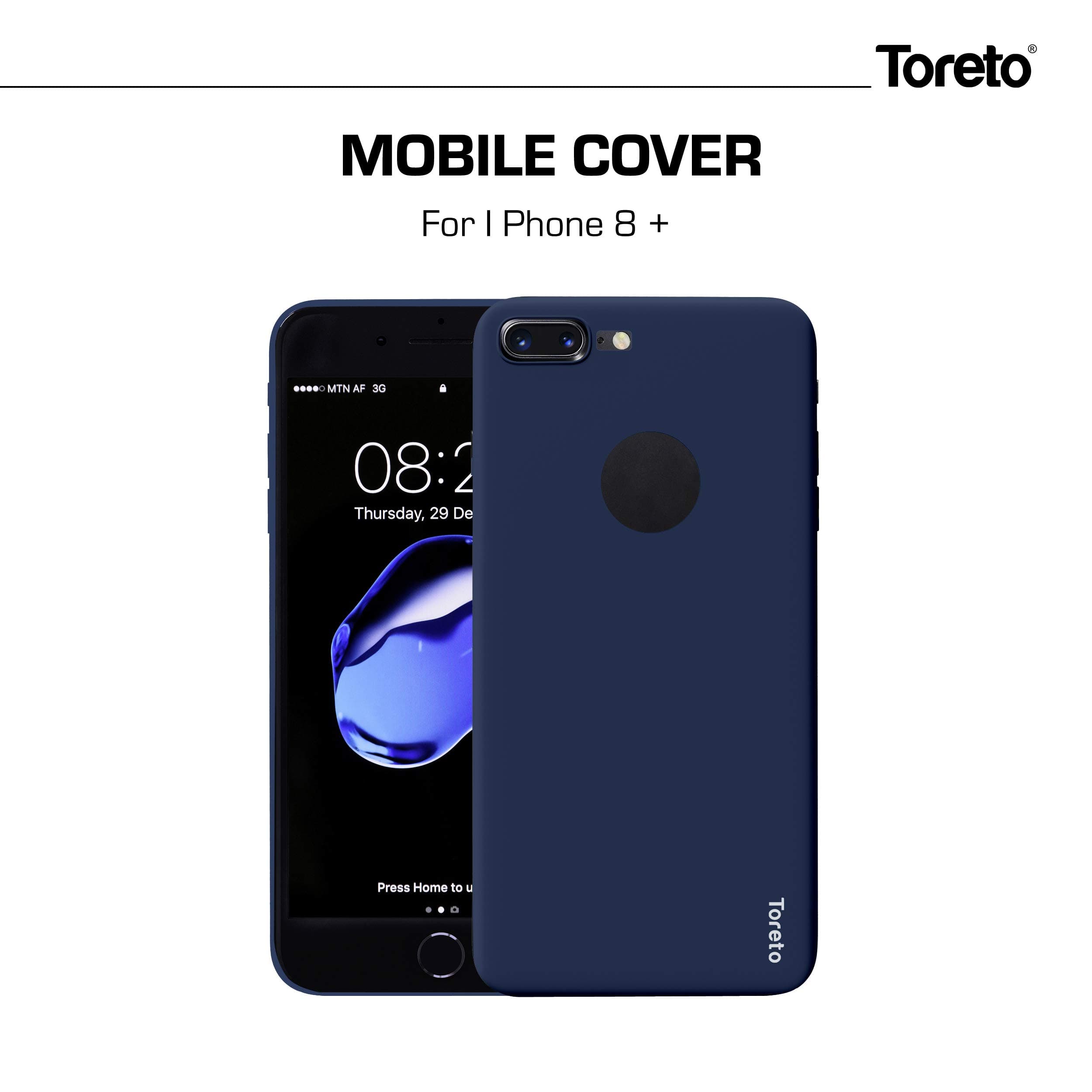 Toreto Soft Silicon Back Cover for Apple iPhone 8 Plus (Blue, Tor-67)