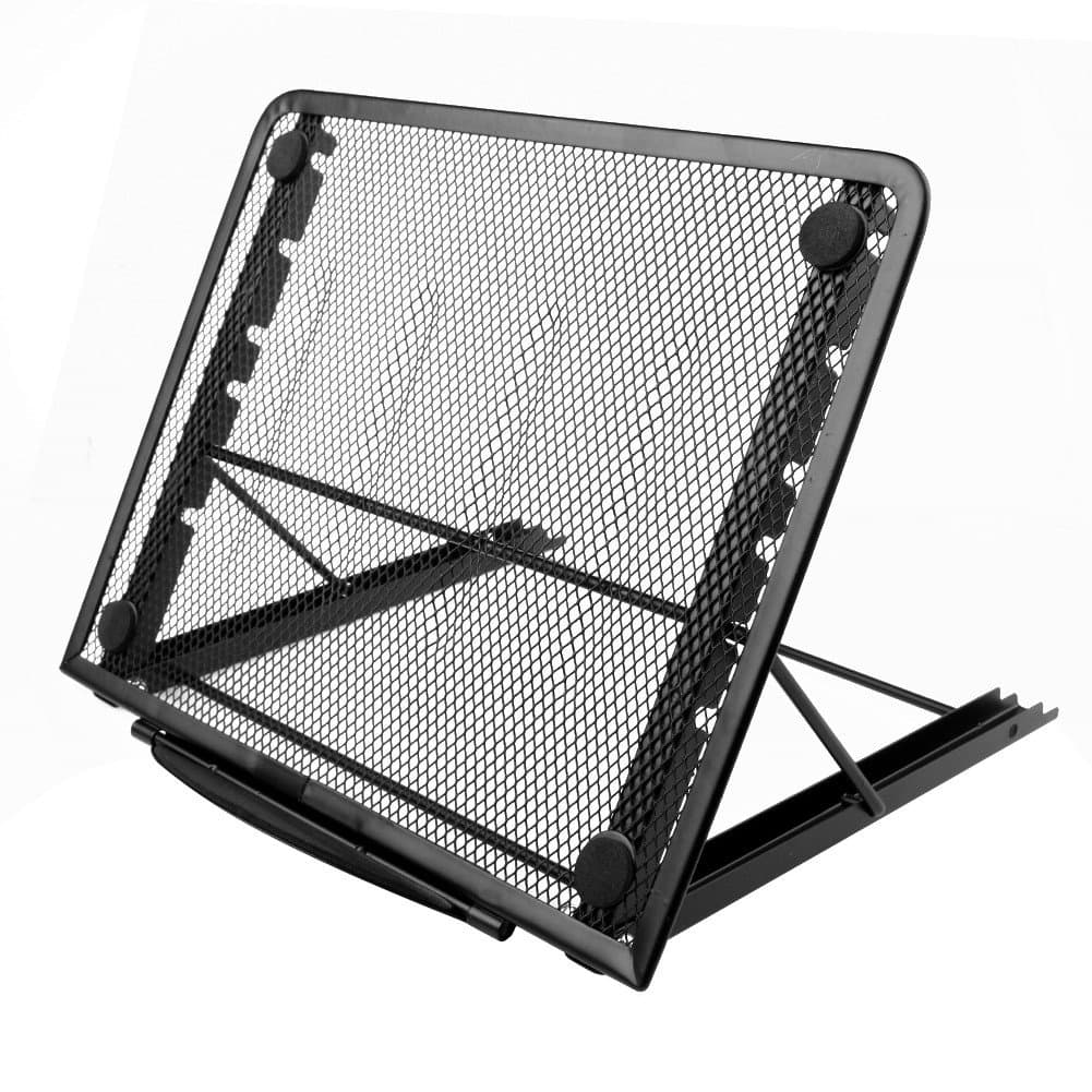 Foldable Laptops Tablets Stands, InGoo Adjustable Notebook Stands Metal Mesh Ventilated Cooling Holder Compact Support for Laptop, Notebook, iPad, iPhone, Tablet(Black)