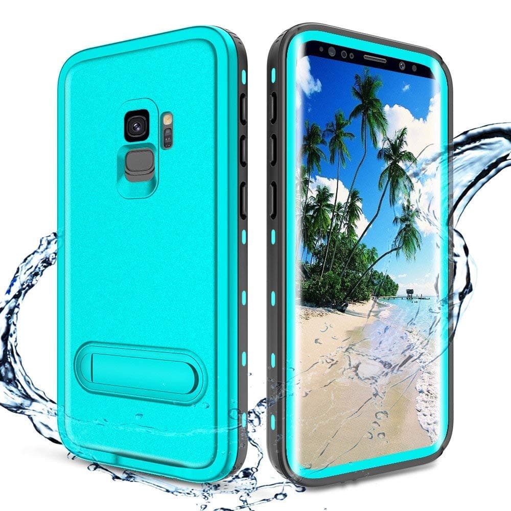 XBK Case Compatible with Galaxy S9, Waterproof Case with Built-in Screen Protector, Full-Body Rugged Resistant Protective Hard Cover Case for Galaxy S9 (2018) (Teal&Stand)