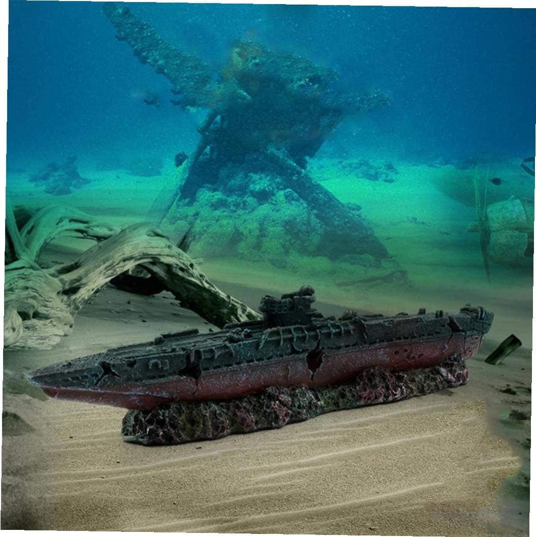 Shipwreck Warship Submarine Model Simulation Dilapidated Sea War Wreck Hiding House Fish Tank Landscaping Aquarium Decor